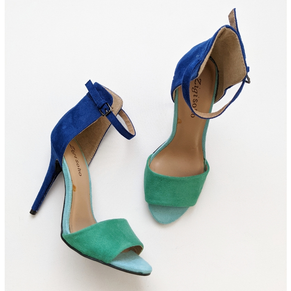 Zigi soho Two Tone High Heel Open Toe Ankle Strap Sandals Women's Size 5.5